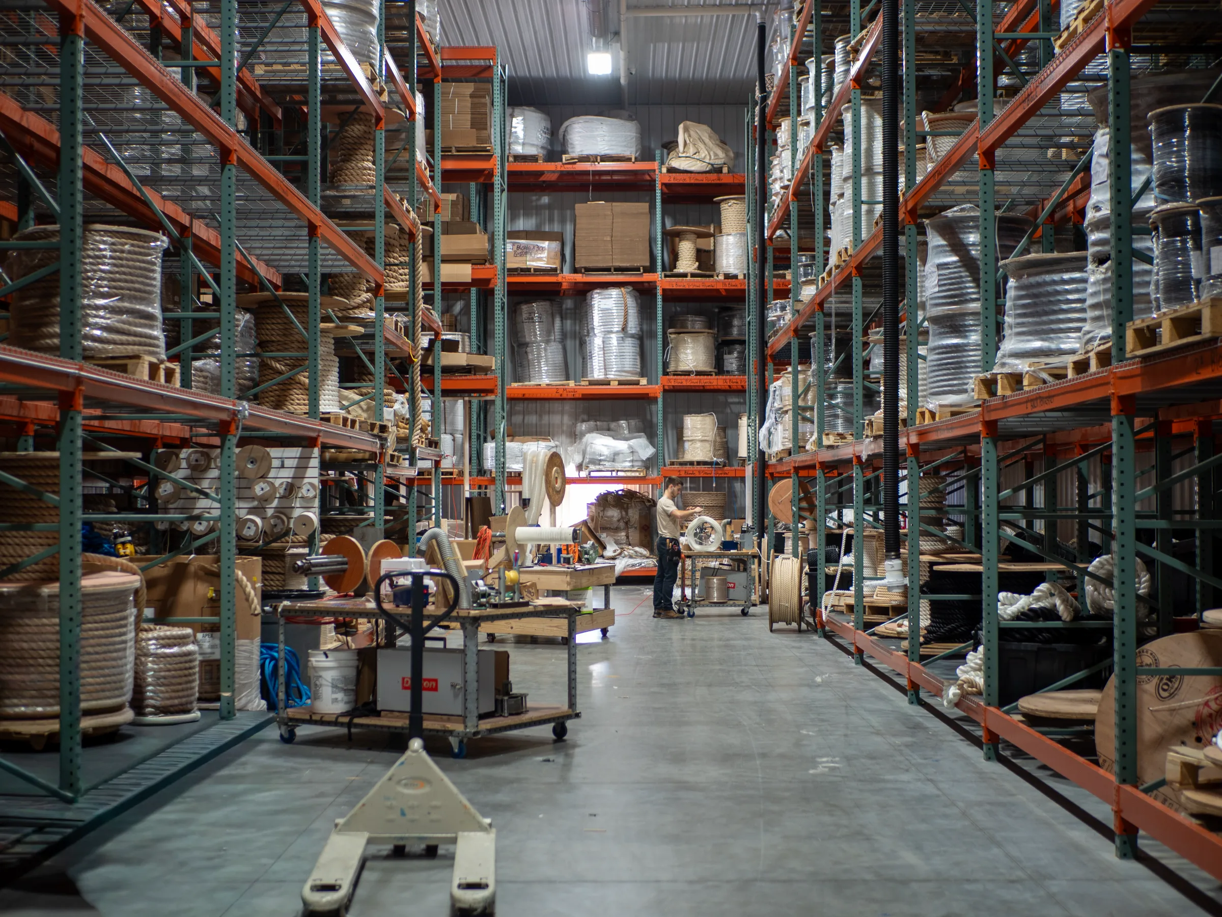 Wide aisle warehouse overview